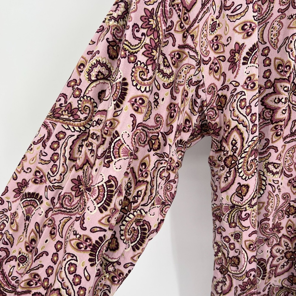 J. Jill Pure rayon popover blouse purple floral top boho classic paisley L - Picture 5 of 10